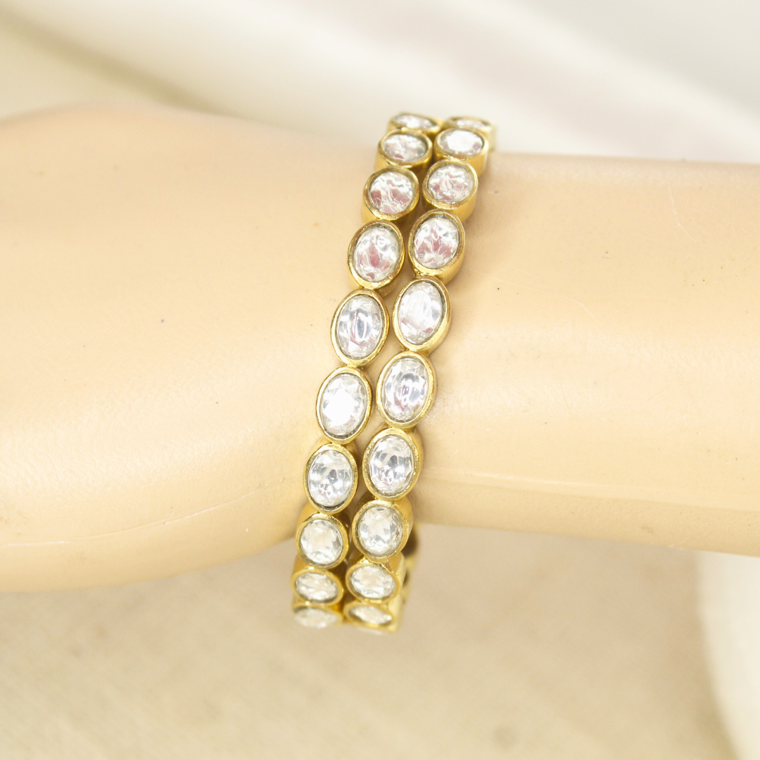 RAJWADI KUNDAN (TRANSPARENT) BANGLE -SET OF 2
