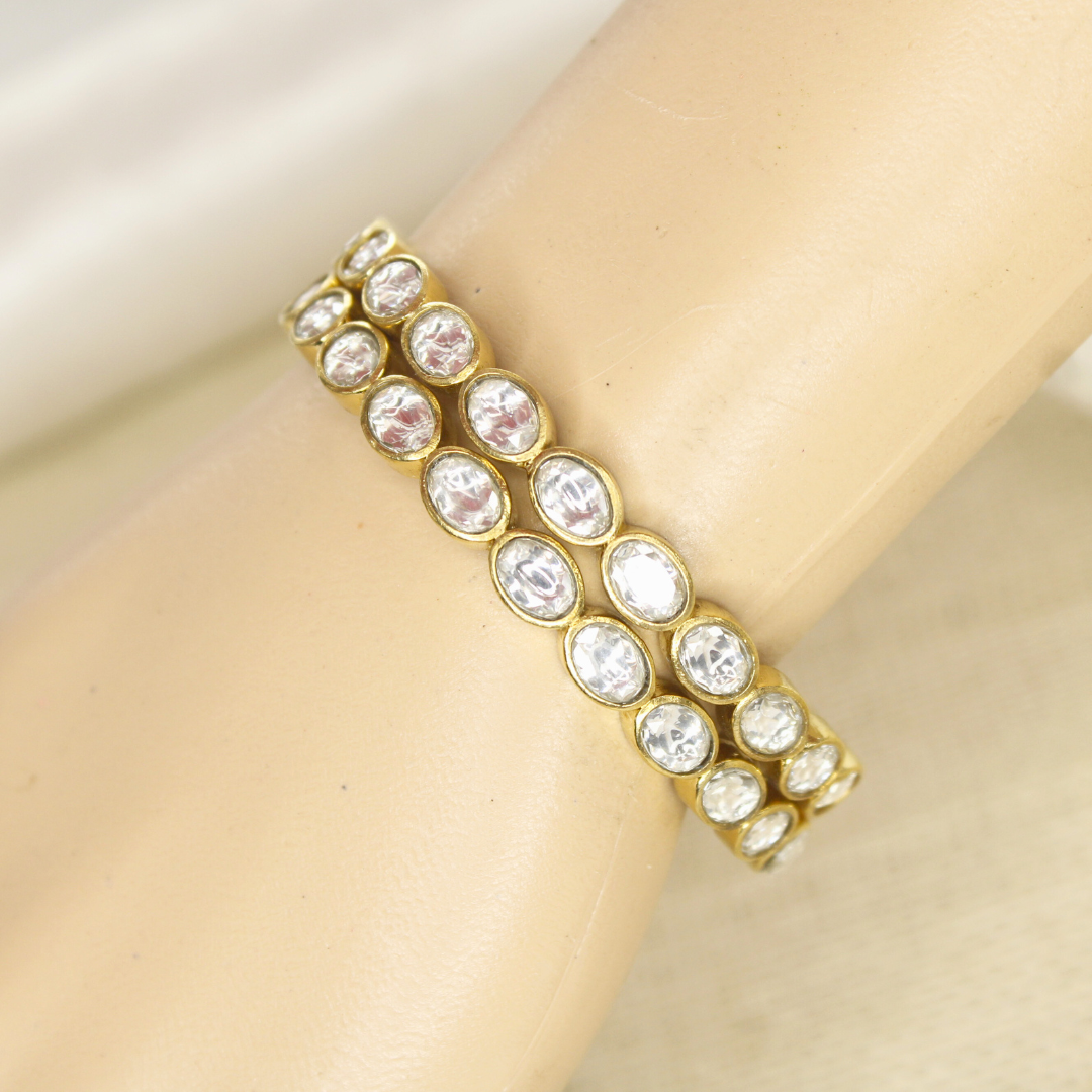 RAJWADI KUNDAN (TRANSPARENT) BANGLE -SET OF 2