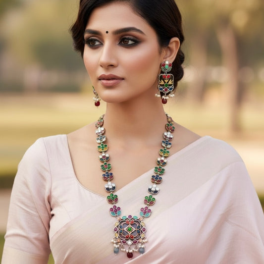 NAVRANG NAGINA LONG NECKLACE-PURPLE