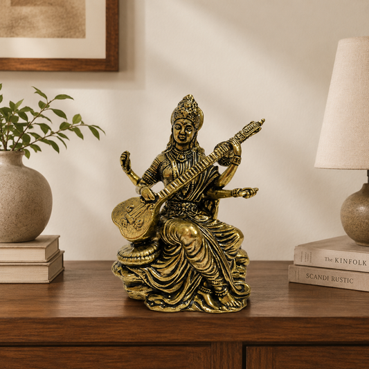 Saraswati Brass Idol With Veena
