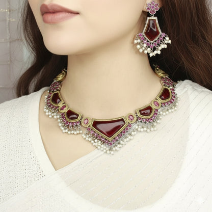 SAYA DUAL-TONE NECKLACE-RED