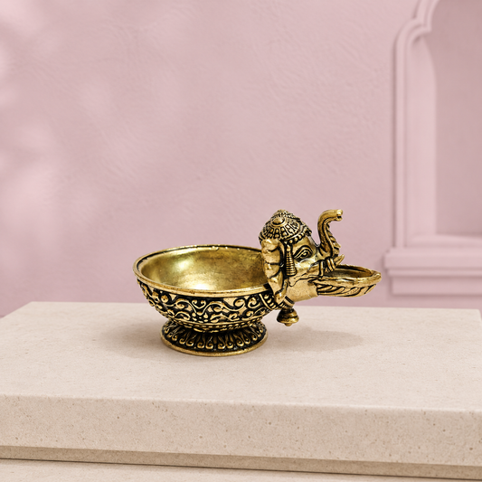 Ganesha Brass Diya Bowl