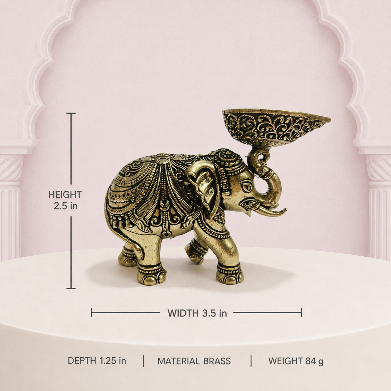 Antique Brass Elephant Diya