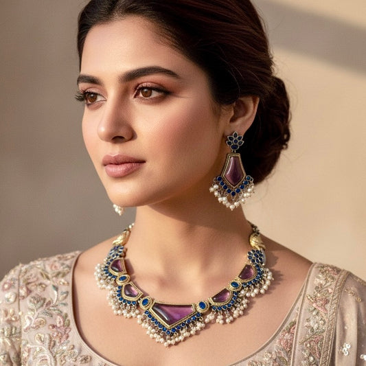 SAYA DUAL-TONE NECKLACE-PURPLE