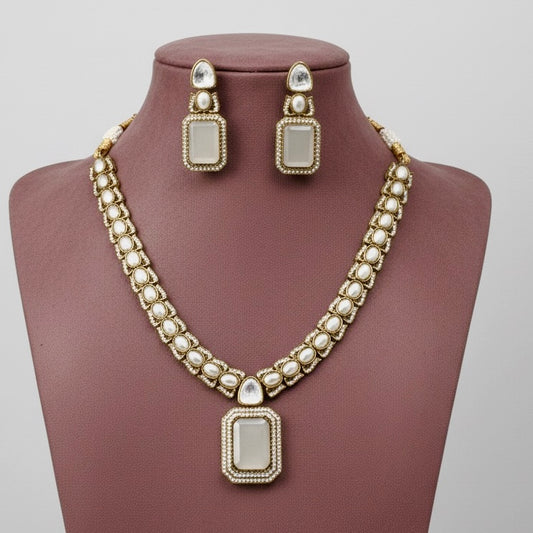 POLKI MOISSANITE MULTI STONE NECKLACE SET
