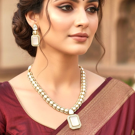 POLKI MOISSANITE MULTI STONE NECKLACE SET