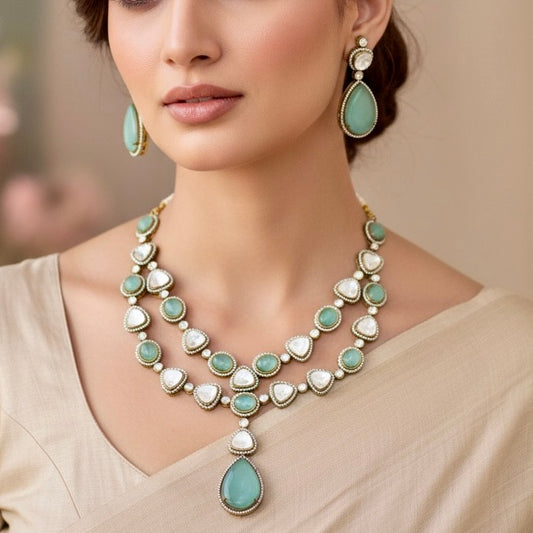 MULTIPLE POLKI DO LADI MULTI STONE NECKLACE SET