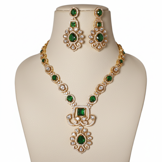 Emerald Green AD Necklace Set Online