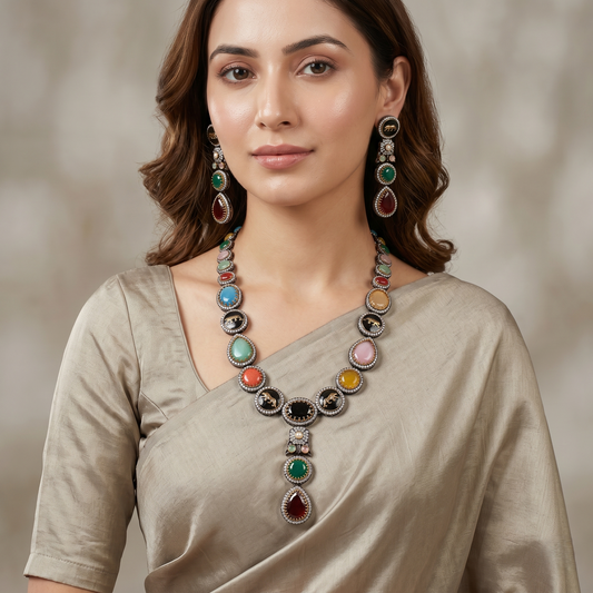 Sabyasachi inspired Royal Lion Motif Multi-Color Statement Necklace Set
