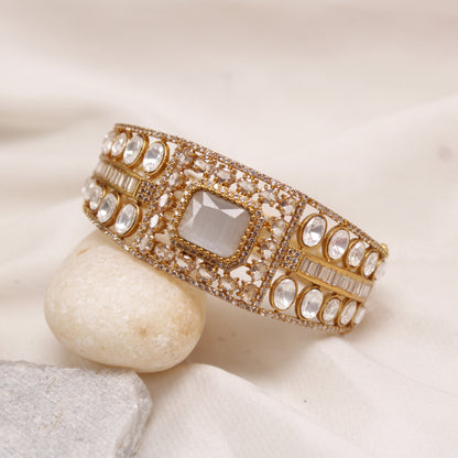Elegant Micro Gold Plated American Diamond Single Kada Bangle