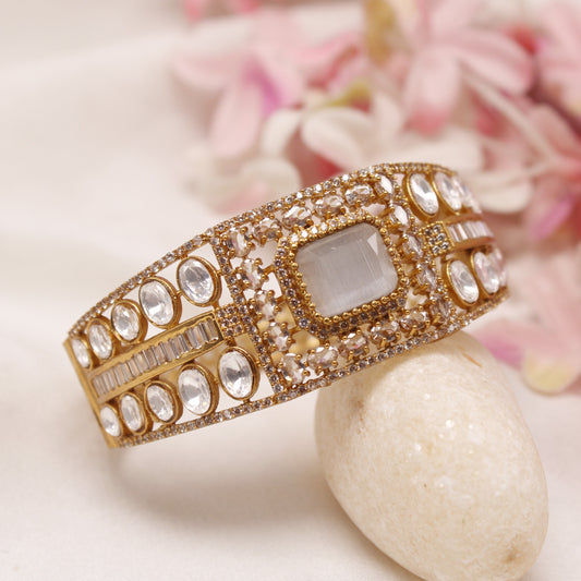 Elegant Micro Gold Plated American Diamond Single Kada Bangle