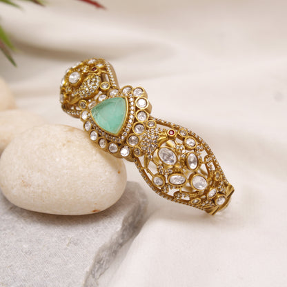 Royal Antique TURQUOISE Stone Gold Plated Statement Kada