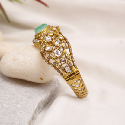 Royal Antique TURQUOISE Stone Gold Plated Statement Kada