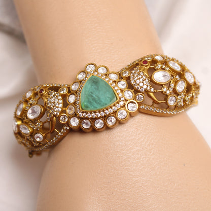 Royal Antique TURQUOISE Stone Gold Plated Statement Kada