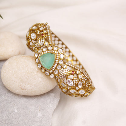 Royal Antique TURQUOISE Stone Gold Plated Statement Kada