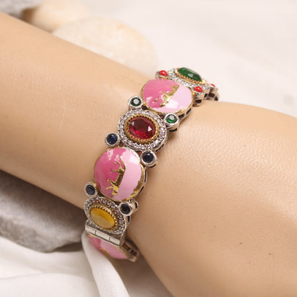 Navraee Antique Dual Tone Meenakari Horse Motif Single Kada