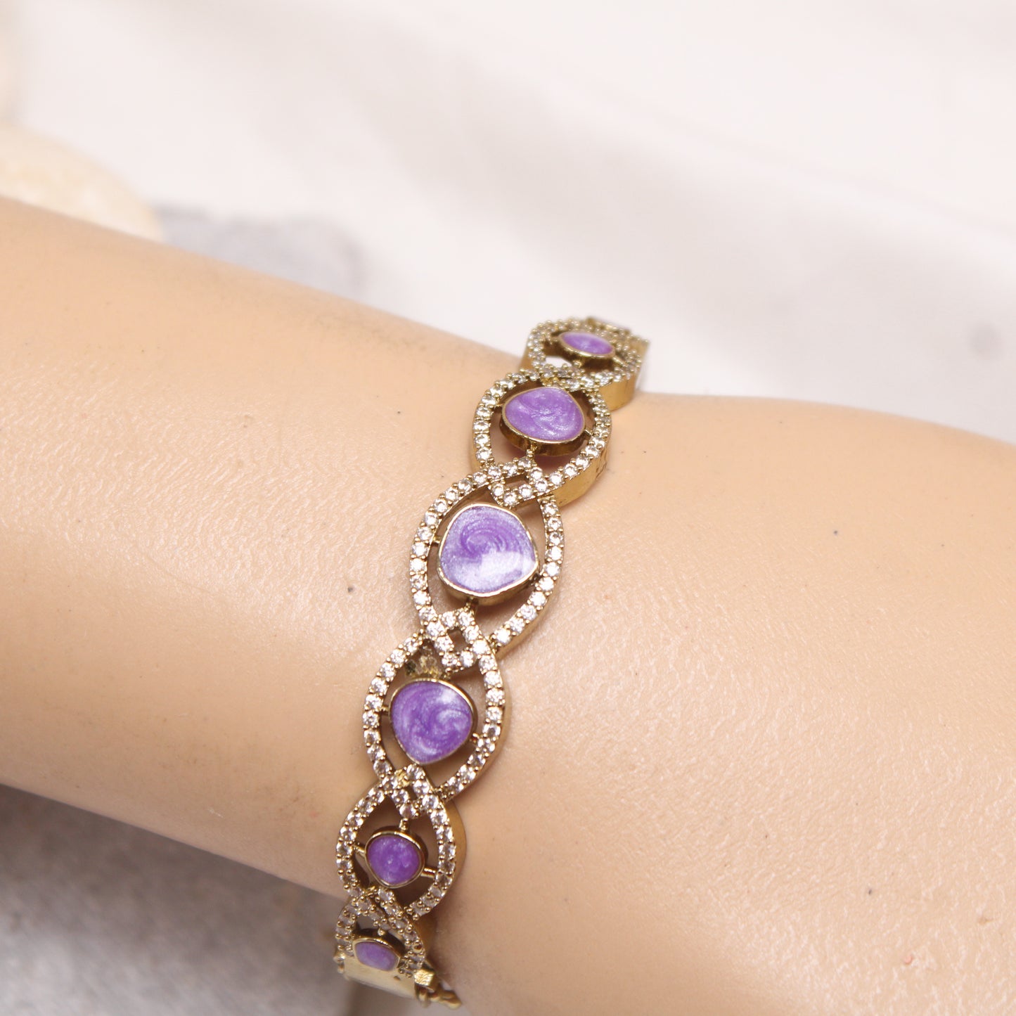 Elegant Purple Stone American Diamond Single Kada