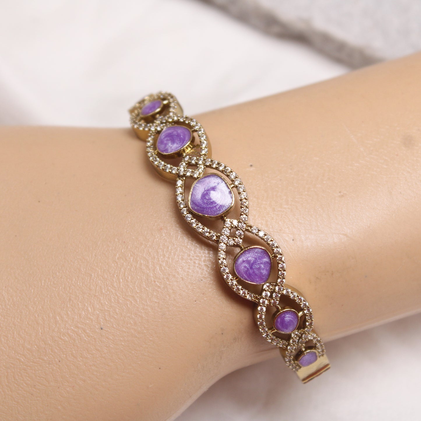 Elegant Purple Stone American Diamond Single Kada