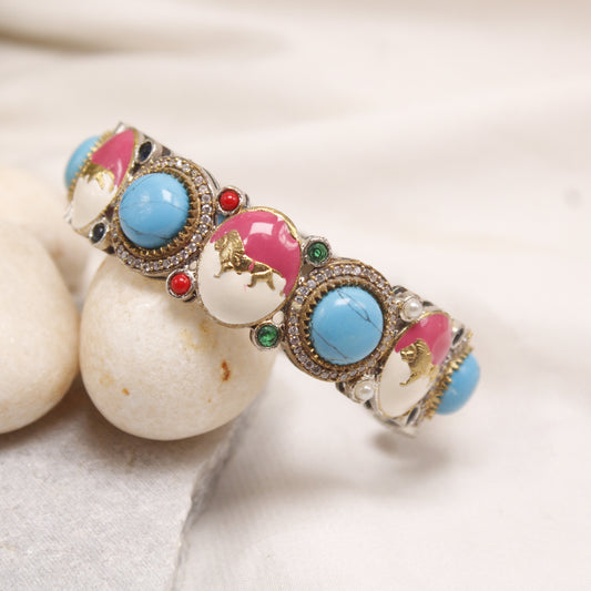Navraee Multicolor Meenakari & Turquoise Stone Single Kada