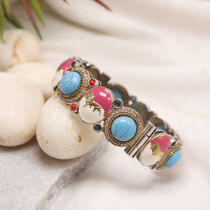 Navraee Multicolor Meenakari & Turquoise Stone Single Kada