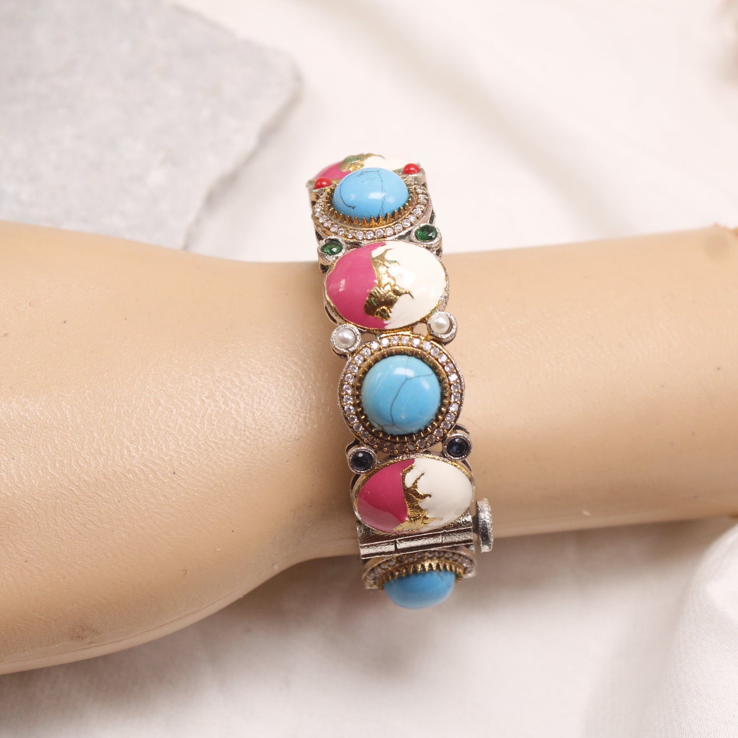 Navraee Multicolor Meenakari & Turquoise Stone Single Kada
