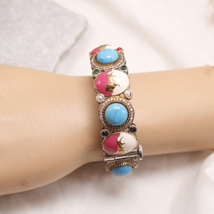 Navraee Multicolor Meenakari & Turquoise Stone Single Kada