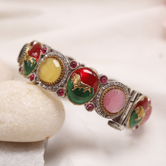 Antique Multi-Colour Gemstone Statement Kada