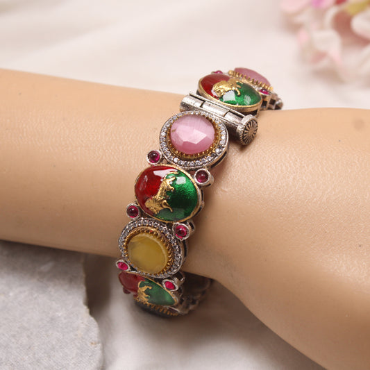 Antique Multi-Colour Gemstone Statement Kada