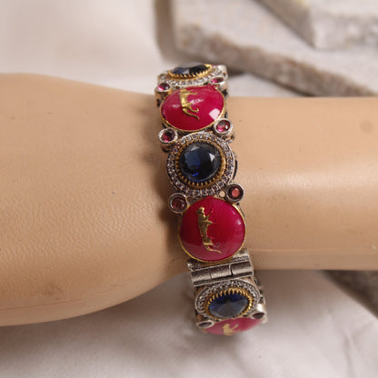 Navraee Heritage Dual Tone Animal Motif Meenakari Kada