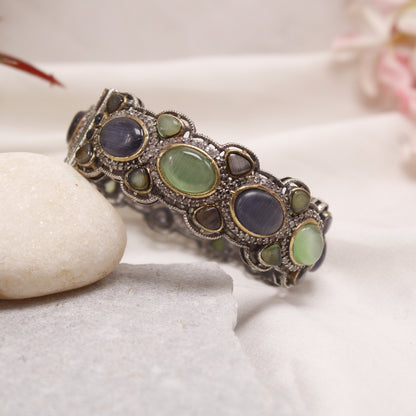 Vintage Multi-Stone Statement Kada Bracelet