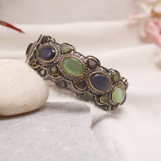 Vintage Multi-Stone Statement Kada Bracelet