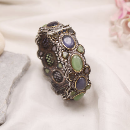 Vintage Multi-Stone Statement Kada Bracelet