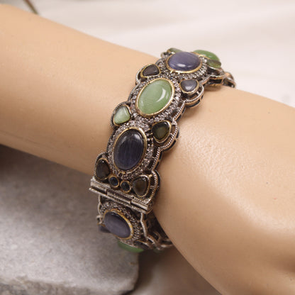 Vintage Multi-Stone Statement Kada Bracelet