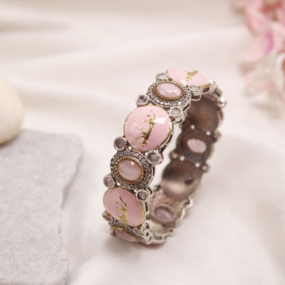 Premium Pink Meenakari Animal Motif Kada Bracelet