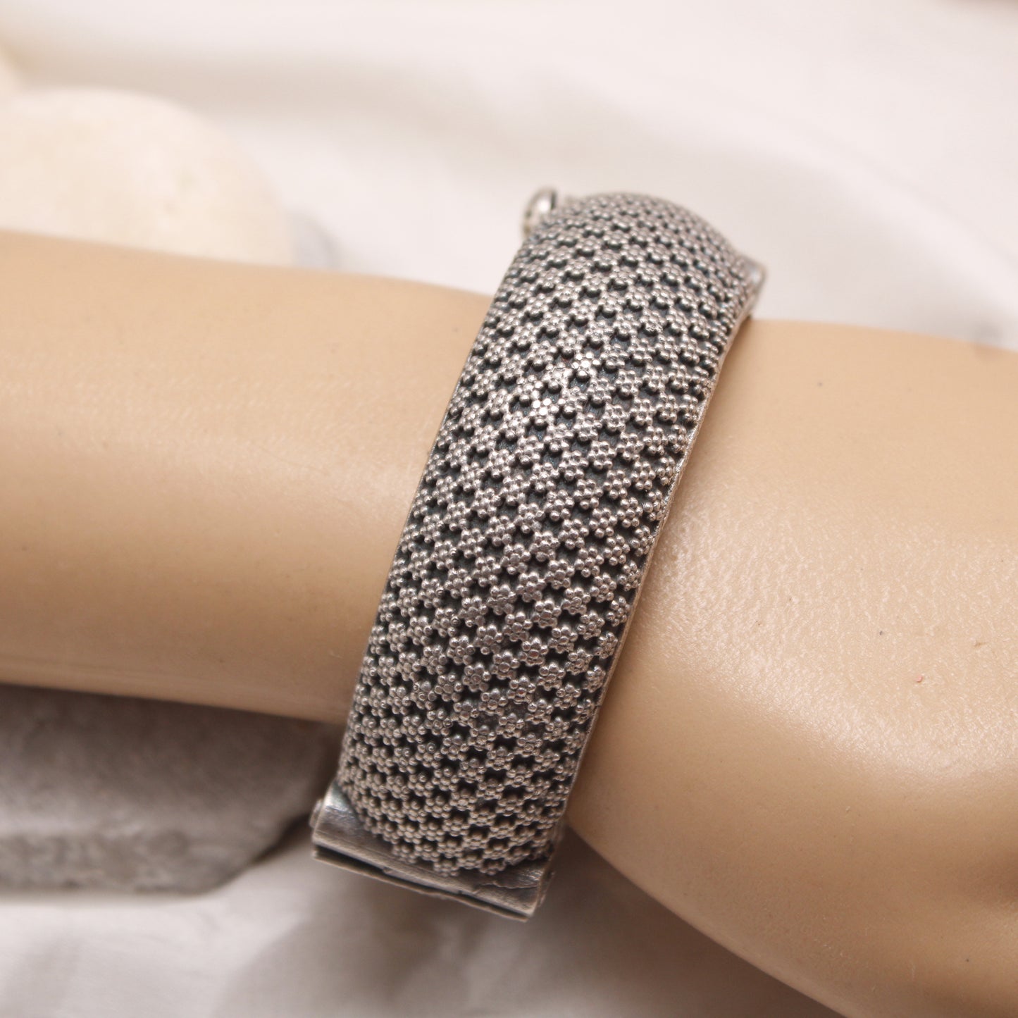 Navraee Antique Oxidised Silver Textured Statement Kada