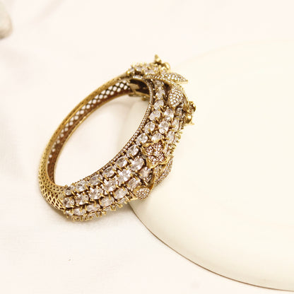 Champagne Crystal Leaf Motif Layered Kada – additional product view