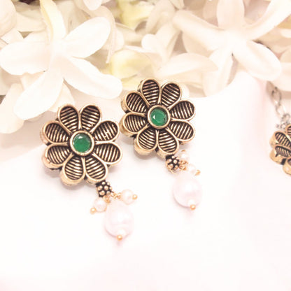 AARYA DUAL TONE NECKLACE SET-GREEN