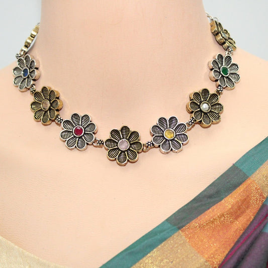 AARYA DUAL TONE NECKLACE SET-MULTICOLOUR
