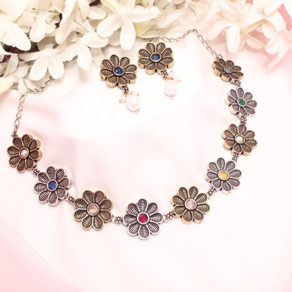 AARYA DUAL TONE NECKLACE SET-MULTICOLOUR