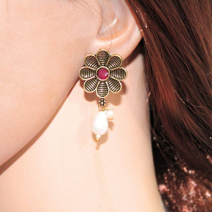 AARYA DUAL TONE NECKLACE SET - RED