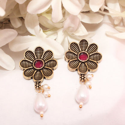 AARYA DUAL TONE NECKLACE SET-RED & GREEN