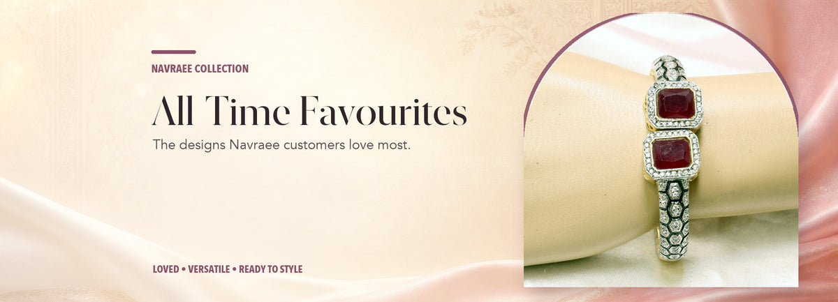 All-Time Favourites collection header banner featuring Diamond Look Alike Bracelet Golden Polish-Red