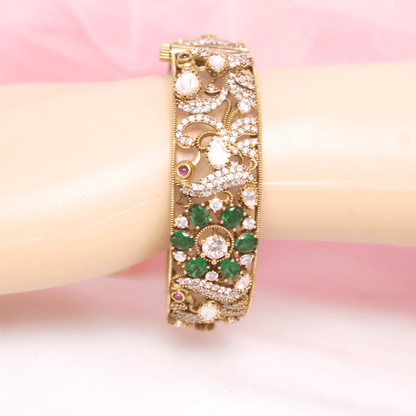 AMRAPALI INSPIRED ANTIQUE MOISSANITE KADA - (SET OF 2) - GREEN