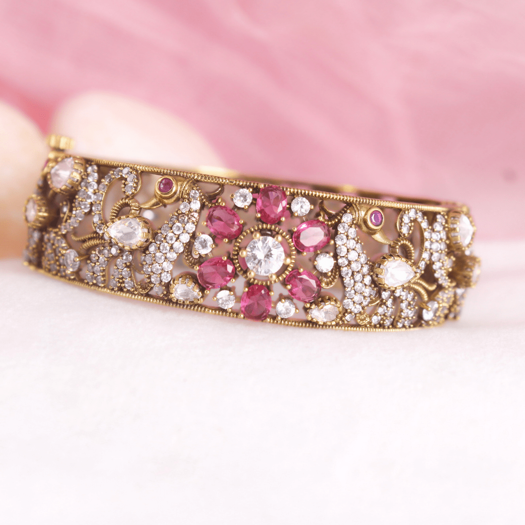 AMRAPALI INSPIRED ANTIQUE MOISSANITE KADA - (SET OF 2) - RED