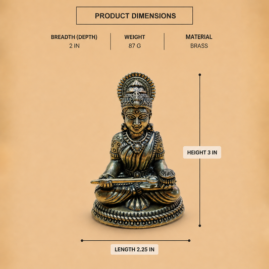 Goddess Annapurna Brass Idol — product dimensions