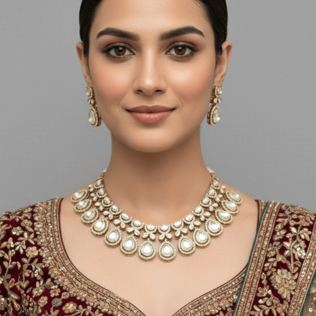 Antique Kundan Style Bridal Necklace Set