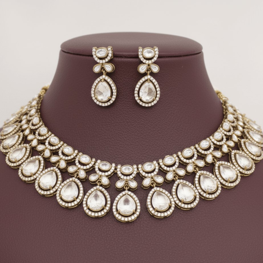 Antique Kundan Style Bridal Necklace Set
