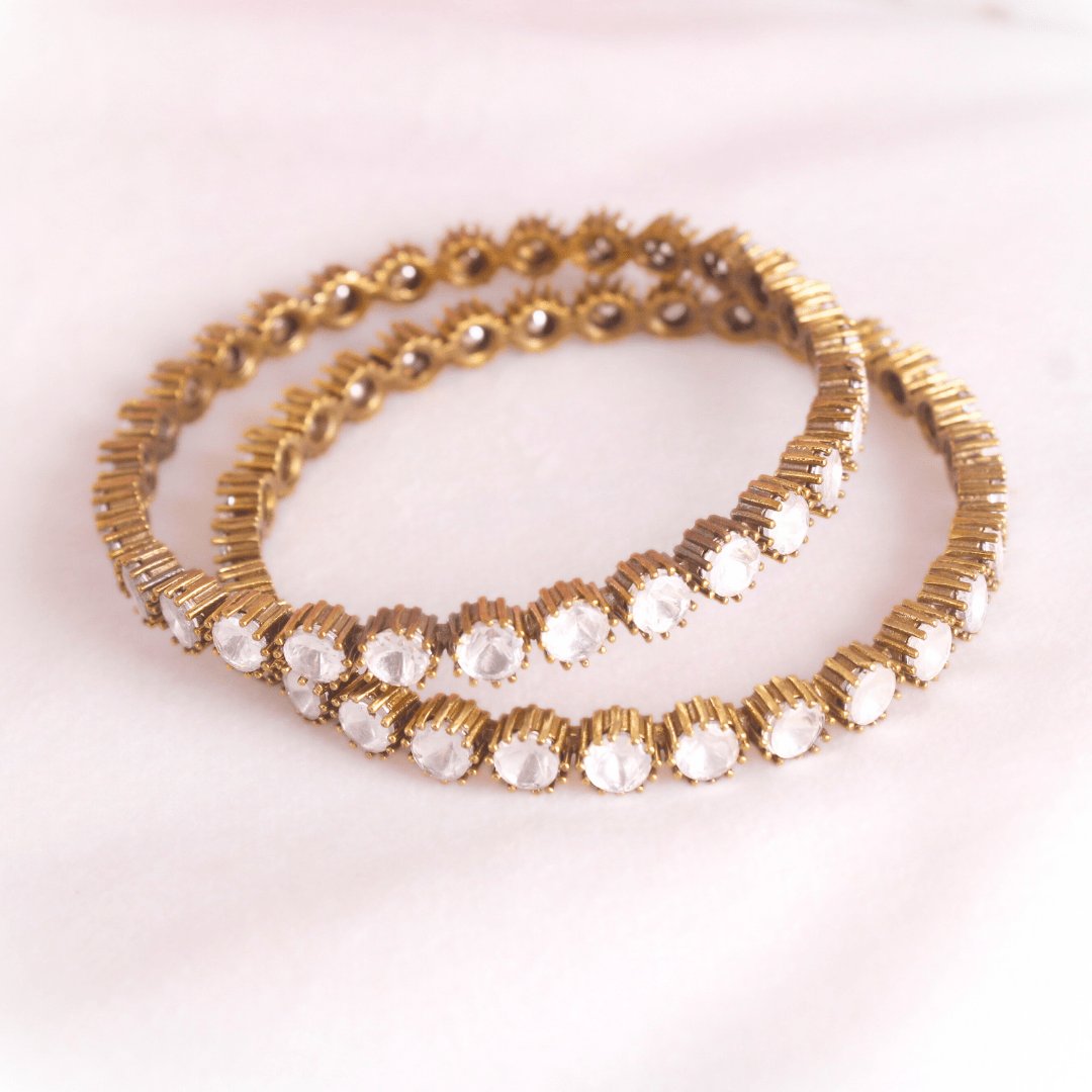 ANTIQUE ROUND POLKI BANGLES - SET OF 2