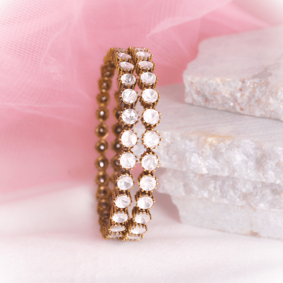 ANTIQUE ROUND POLKI BANGLES - SET OF 2