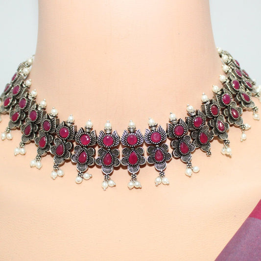 ANUSHA NECKLACE SET-MAROON